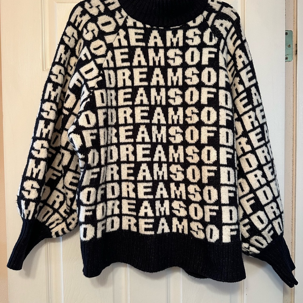 H&M Black and Cream Turtleneck Sweater